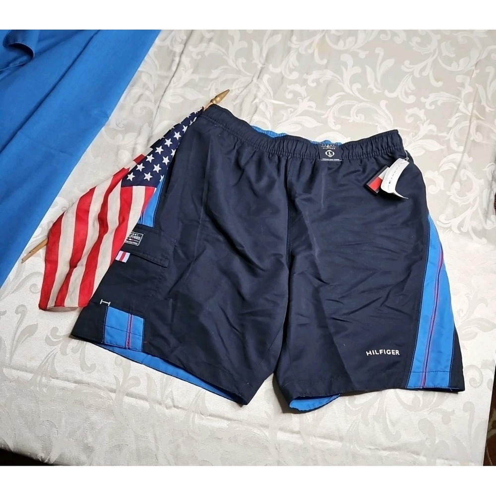 Vintage Tommy Hilfiger Swim Trunks Y2K 90s Embroidered w/Floating Keychain NEW L